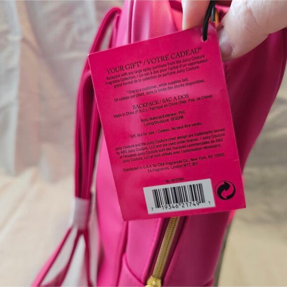 Juicy Couture Hot Pink Backpack with Black Sequins NWTs main image 8